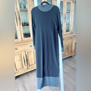 Vintage Coldwater Creek sweater maxi dress, black & gray size large